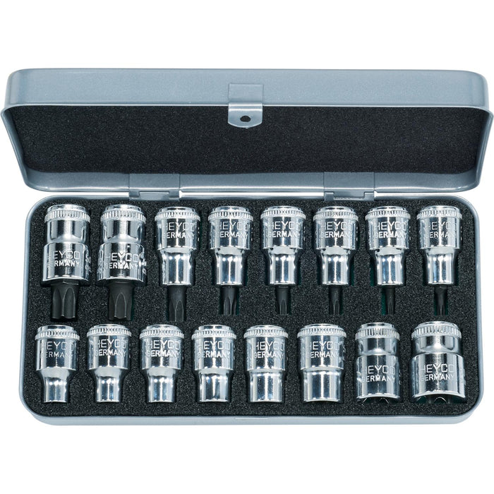 Heyco 00050500083 Combined Sets of Sockets and Screwdriver Sockets 1/2 Dr. 16 Pcs.