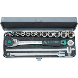 Heyco 00070101083 SAE Socket Set, 1/2 Inch,  15 pcs
