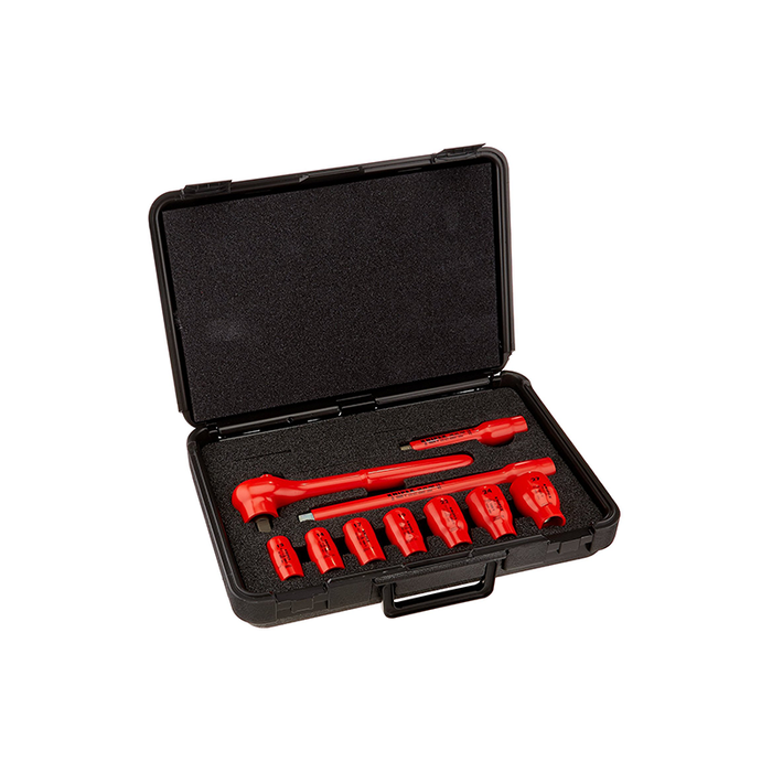 Knipex 98 99 11 S6 10 Piece 1,000V Insulated Socket Set 1/2 Metric Drive