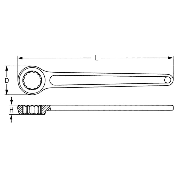 Heyco 00808001920 Single Ended Box Wrench, Metric - 19 mm