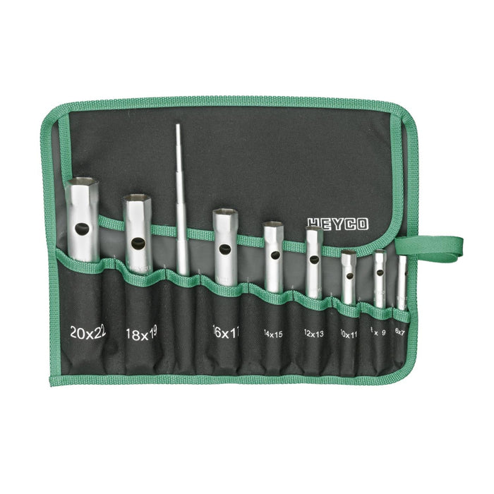 Heyco 00896744080 Double Ended Tubular Socket Wrench Set in Pouch, 6-22mm, 9 Pcs
