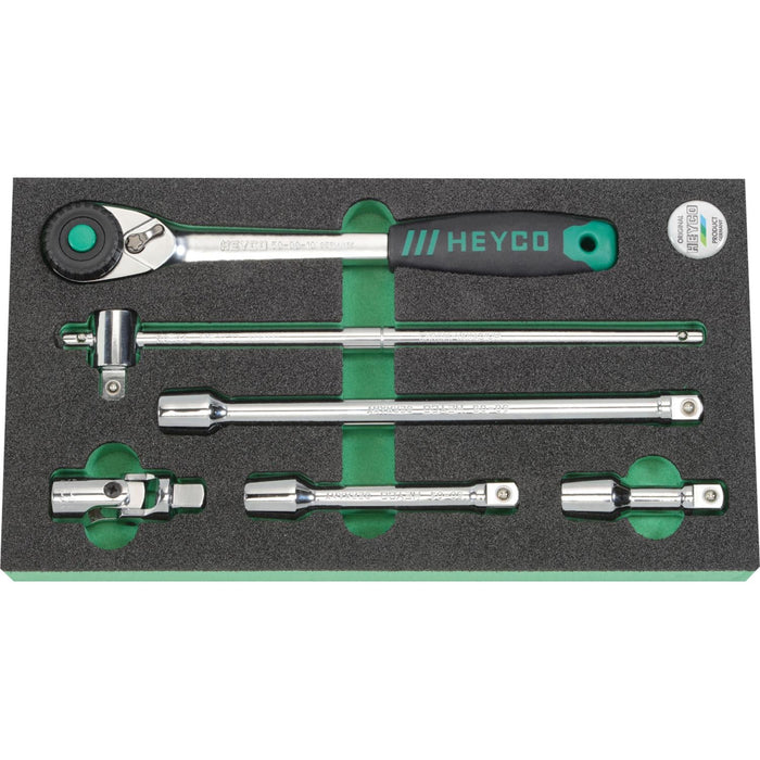 Heyco 00977001083 Ratchet and Accessory Set, 1/2" Drive, 6 Pieces