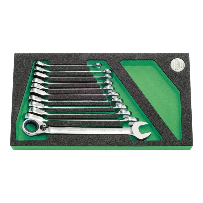 Heyco 00986572580 Modules Reversible Combined Ratchet Wrenches, 11 Pc.