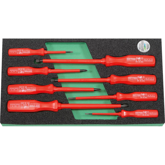 Heyco 00991002033 Insulated VDE Phillips/Slotted Screwdriver Set, 8 Pieces