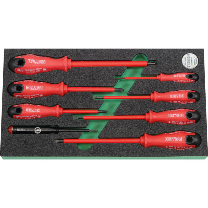 Heyco 00991003033 Insulated VDE Phillips/Slotted Screwdriver Set, 8 Pieces