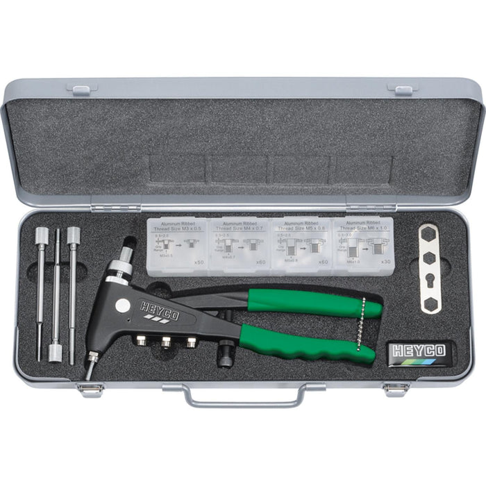 Heyco 01261000100 Hand Rivet Nut Tool Kit in metal case, Length-250mm