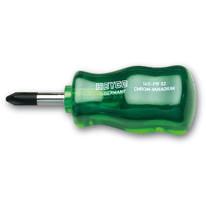 Heyco 01411000280 Phillips Stubby Screwdriver with Acetate Handle, #2