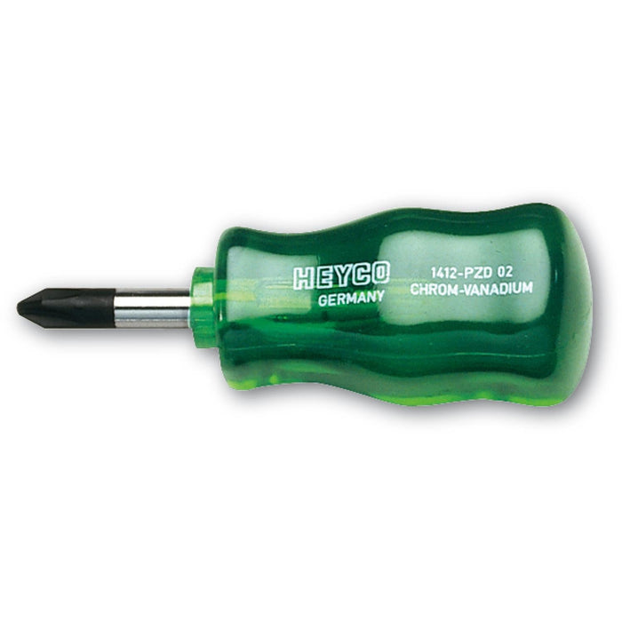 Heyco 01412000280 Pozidriv Stubby Screwdriver with Acetate Handle, #02
