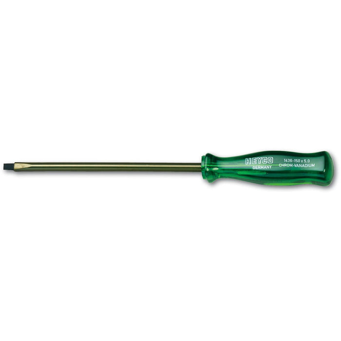 Heyco 01436020085 Slotted Screwdriver with Acetate Handle, 5.0 x 195mm with Wrapped Blade