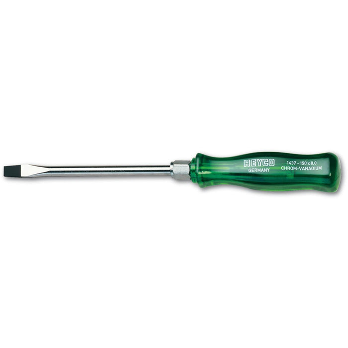 Heyco 01437017580 Slotted Engineers' Screwdriver with Acetate Handle, 10mm with Hex Bolster
