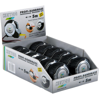 Heyco 01840500000 Measuring Tape 5 m, Stainless Steel Case, Nylon Coated