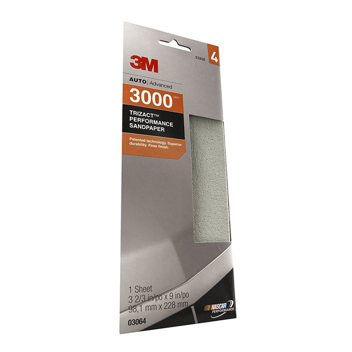 3M 03064 Trizact 3-2/3" x 9" 3000 Grit Performance Sandpaper