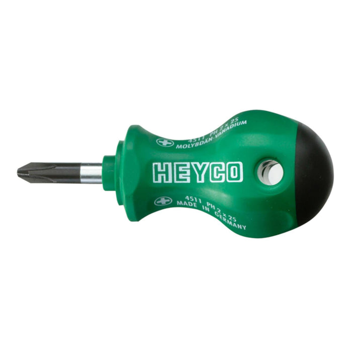 Heyco 04512000280 Pozidriv Stubby Screwdriver with 2K Handle, PZ2
