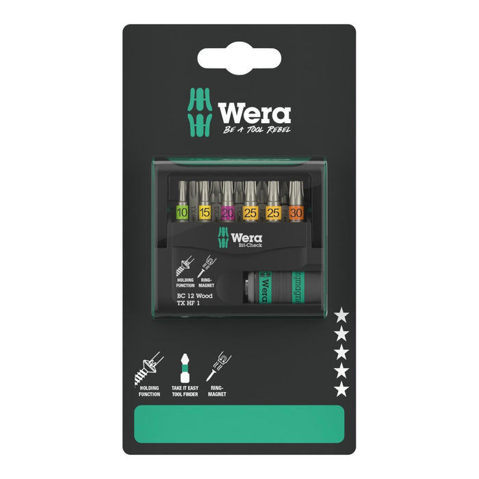 Wera 05073641001 Bit-Check 12 Wood TX HF 1 SB Set, 12 Pc.