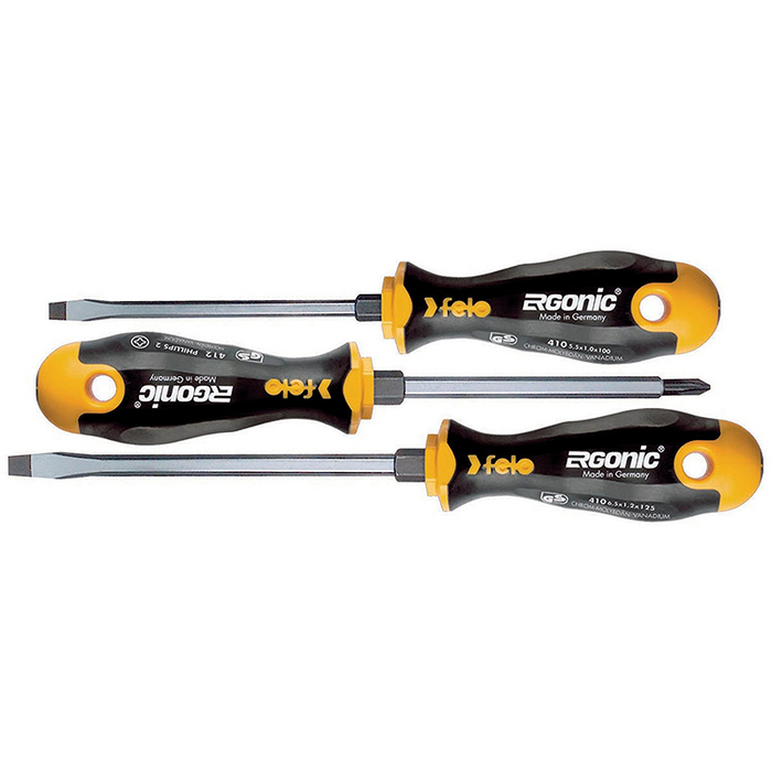 Felo 0715753173 Ergonic Slotted and Phillips Screwdrivers, 3 Piece