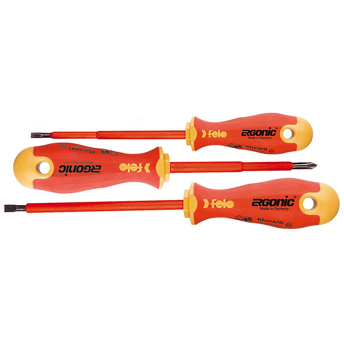 Felo 0715753175 Ergonic Insulated Slotted and Phillips Screwdrivers Set, 3 Piece