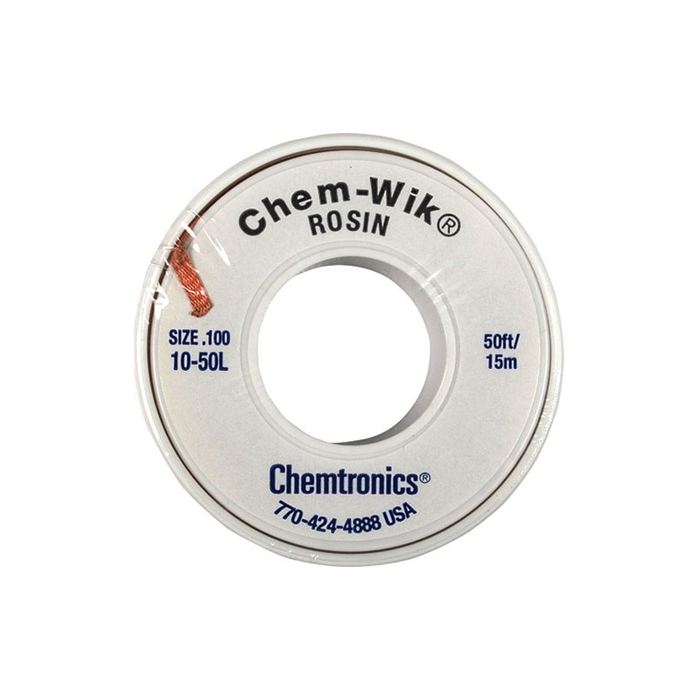 Chemtronics 10-50L Desoldering Braid, Chem-Wik, Rosin 0.10", 50ft.