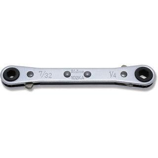Ko-Ken 102KA-7/32X1/4 Ratcheting Ring Wrench 7/32x1/4 6 point Length 108 mm Reversible