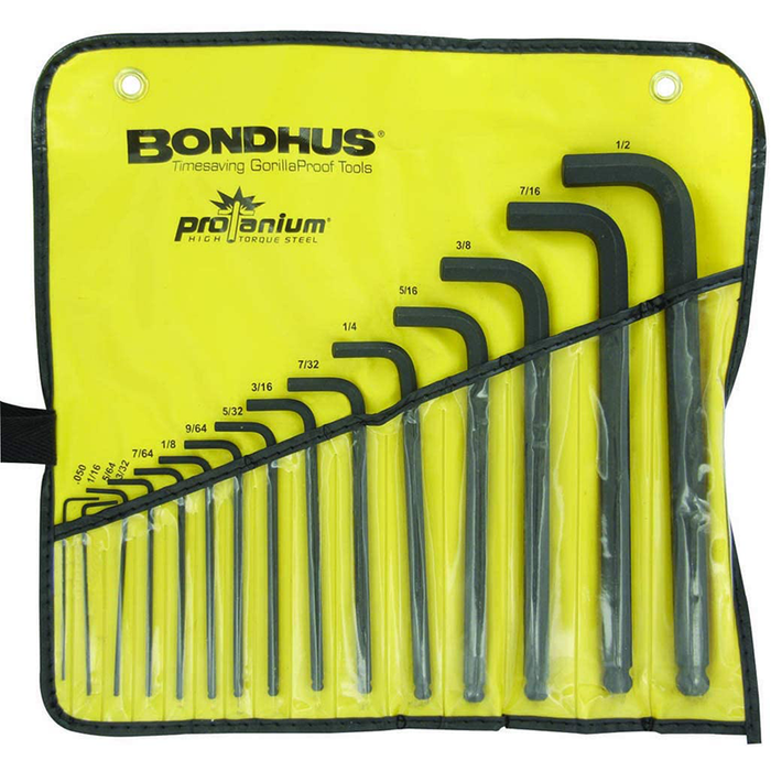 Bondhus 10935 Ball End L-Wrenches Set, 0.50 - 1/2", 15 Pc.