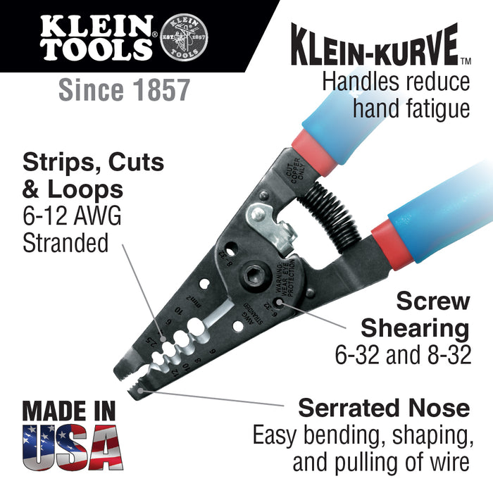 Klein Tools 11053 Wire Stripper and Cutter for 6-12 AWG Stranded Wire