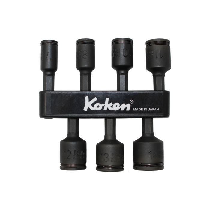 Koken Tools 113.50(2B)/7 Hex Dr. 7 Impact 6-Point Metric Nut Grip Setter, 1/4", 7 - 14 mm