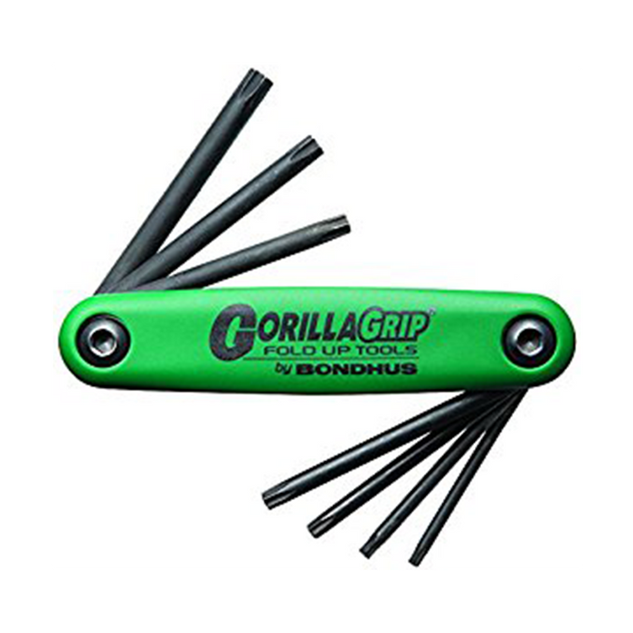 Bondhus 12638 Gorilla Grip Set of 8 TR9 - TR40 Tamper Resistant TORX® Fold Up Tool
