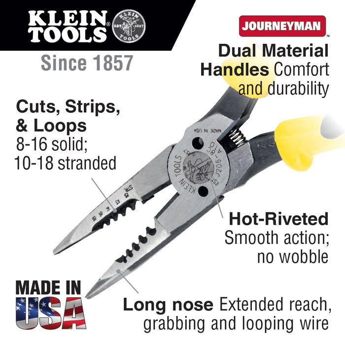 Klein Tools J206-8C All-Purpose Pliers, Spring Loaded