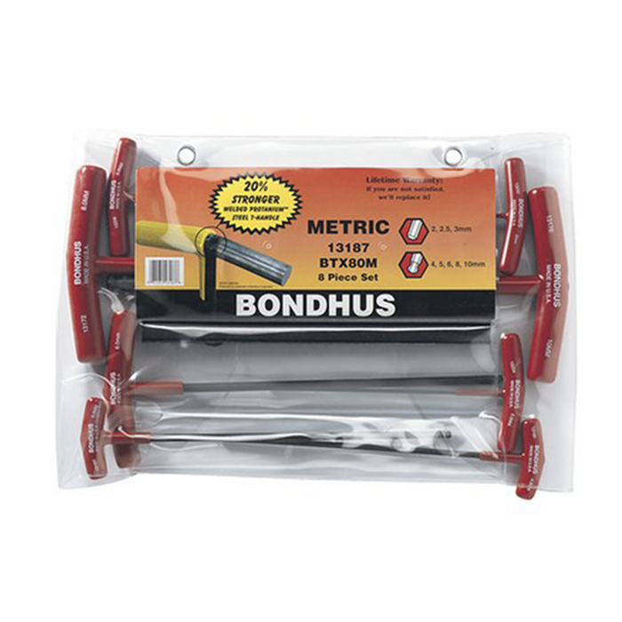 Bondhus 13187 Balldriver and Hex T-handles, 8 Piece