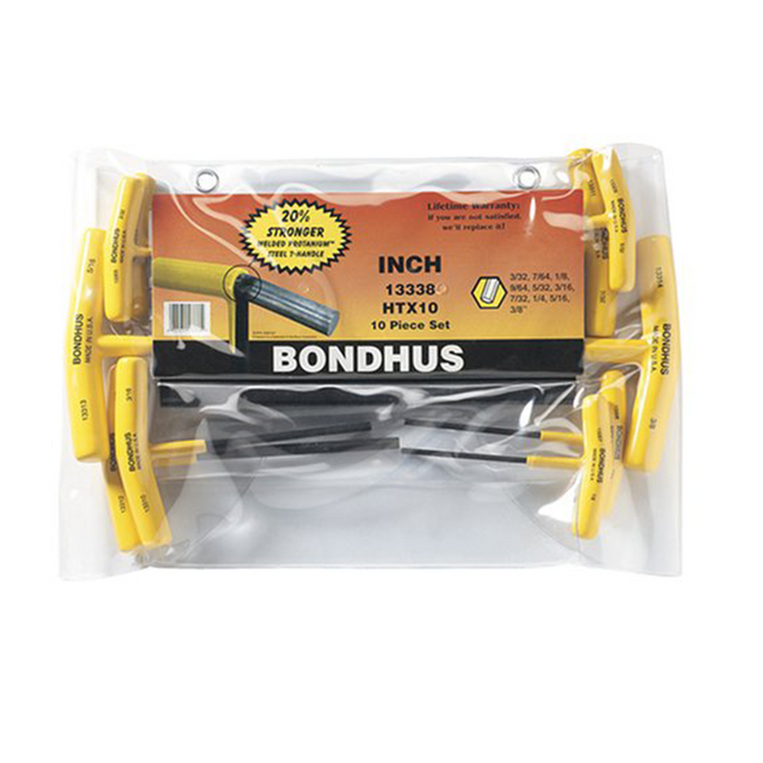 Bondhus 13338 Hex T-handle Set, 10 Piece