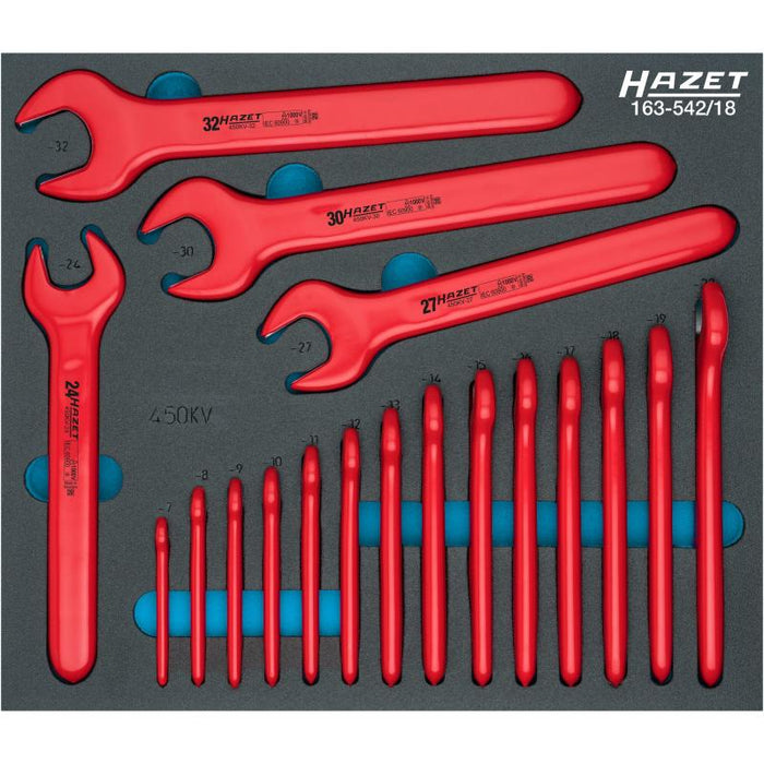 Hazet 163-542/18 Open-End Wrench Set with Protective Insulation, 18 Pieces