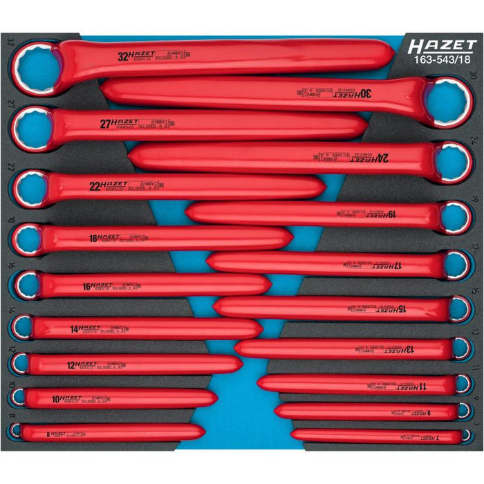 Hazet 163-543/18 Double Box-End Wrench Set with Protective Insulation, 18 Pieces