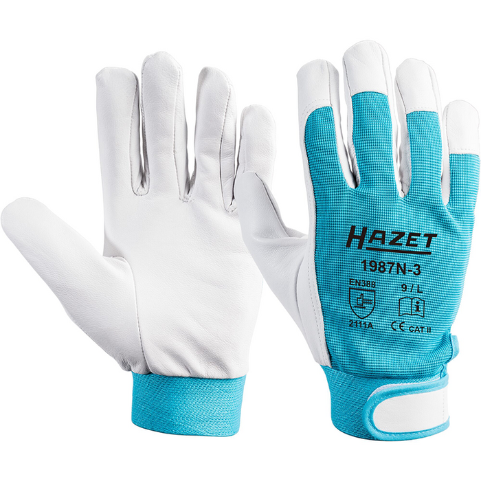 Hazet 1987N-3 Working Gloves, Genuine Leather