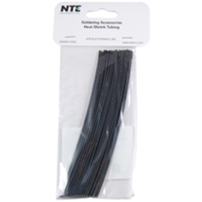NTE Electronics 47-20106-BK Heat Shrink 1/16 In Dia Thin Wall Black 6 In Length