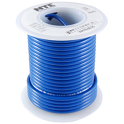 NTE Electronics WHS26-06-500 HOOK UP WIRE 300V SOLID 26 GAUGE BLUE 500'