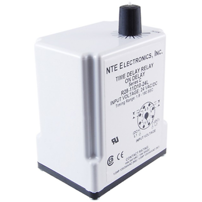 NTE Electronics R32-11D10-24K RELAY DPDT DELAY ON RELEASE 10AMP 24VDC 11-PIN