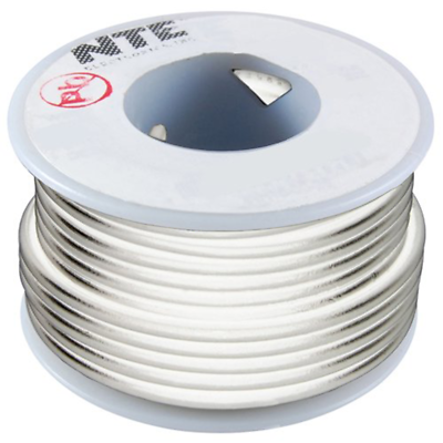 NTE WHS18-09-100 Hook Up Wire 300V Solid Type 18 Gauge 100 FT WHITE