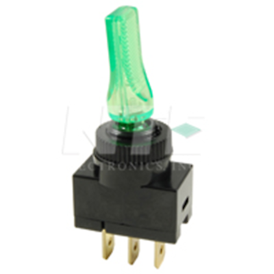 NTE Electronics 54-705-G SWITCH TOGGLE SPST 20A 12VDC GREEN LEVER .25"