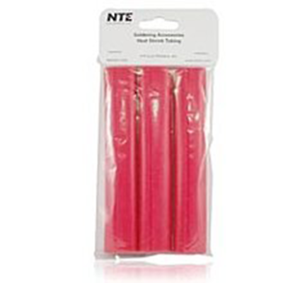 NTE Electronics 47-25506-R Heat Shrink 3/4" Dia W/adhesive Red 6" Length 3pcs