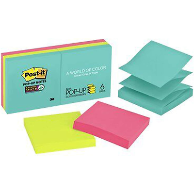 Post-it Super Sticky Pop-up Notes R330-6SSMIA, 3 in x 3 in (76 mm x 76 mm)