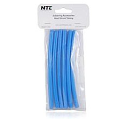 NTE Electronics 47-25206-BL Heat Shrink 1/4" Dia W/adhesive Blue 6" Length 6pcs