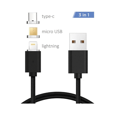 XTREMPRO 11173A 3 in 1 Magnetic Cable,Micro USB