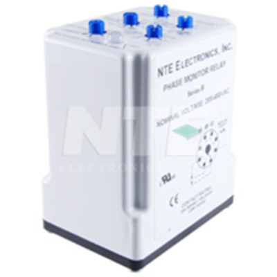 NTE Electronics R68-5A10-480 RELAY PHASE MONITORING SPDT 208-480VAC 10A 8-PIN