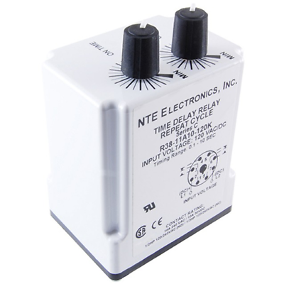 NTE Electronics R38-11A10-120L RELAY DPDT REPEAT CYCLE TIMER 10AMP 120VAC 8-PIN