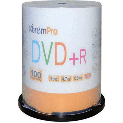Bytecc XtremPro DVD+R 16X 4.7GB 120Min Recordable DVD 100 Pack 11027