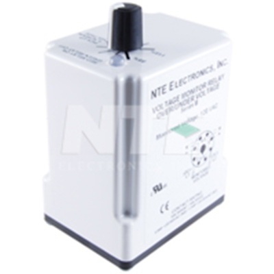 NTE Electronics R67-11A10-120 RELAY VOLTAGE MONITORING DPDT 120VAC 10A 8-PIN