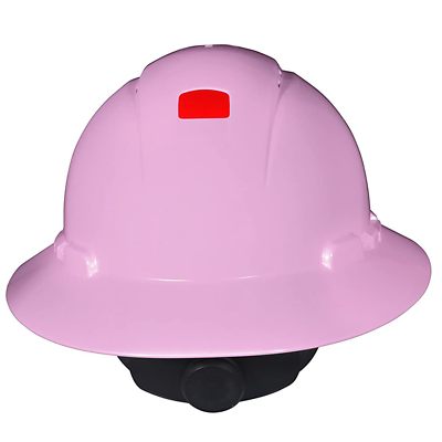3M Full Brim Hard Hat UV H-813V-UV, Pink 4-Point Ratchet Suspension, Vented
