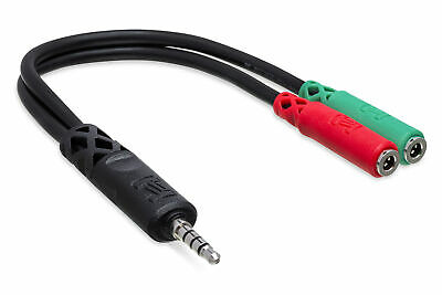 Hosa YMM-108 3.5 TRRS a Dual 0.138 in TRSF cable de ruptura