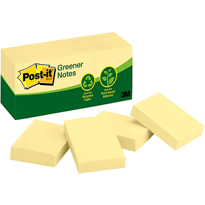 Post-it Notes 653 RP, 1 3/8 in x 1 7/8 in Canary Yellow