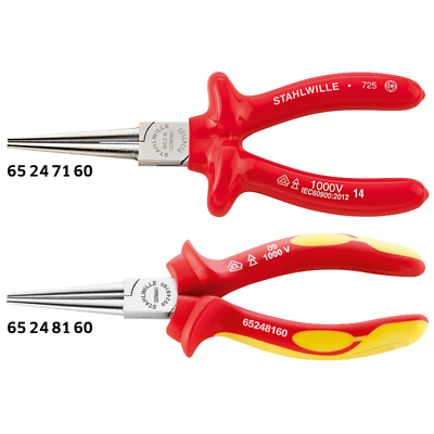 Stahlwille 65247160 6524 VDE Round Nose Pliers, Long, 160mm, Dip-Coated