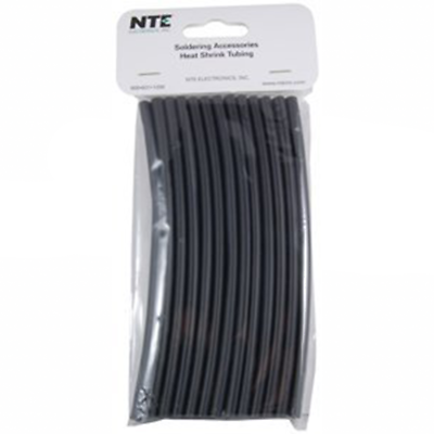 NTE Electronics 47-20406-BK Heat Shrink 3/16 In Dia Thin Wall Black 6 In Length